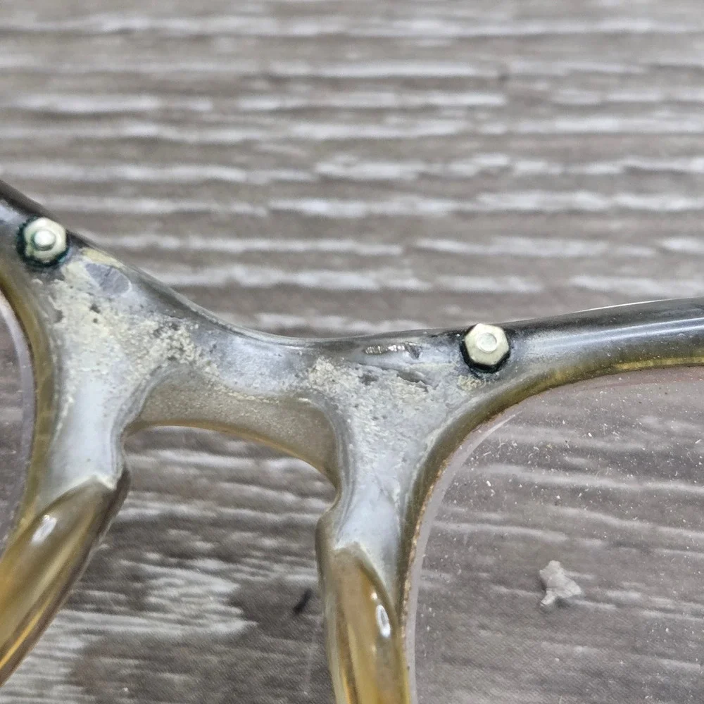 Vintage American Optical Cat Eye Eyeglasses Frame Only Silver Floral Black 5 1/2
